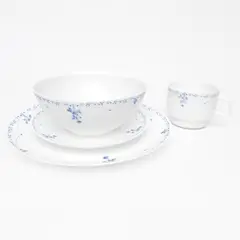 ESSENZA - Vajilla en Vitroceramica Luna Round Blanco Azul 16 Piezas