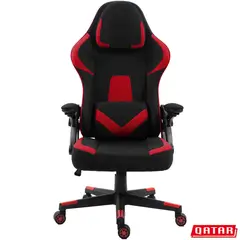 JUST HOME COLLECTION - Silla Gamer Qatar Reclinable Reposa Cabezas Ajustable Giratorio 48x122x52 cm Negro/Rojo