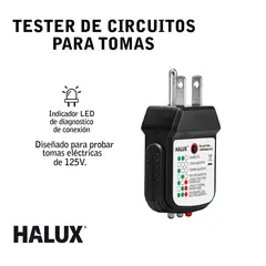 HALUX - Tester De Circuitos Para Tomas 125V Indicador Led