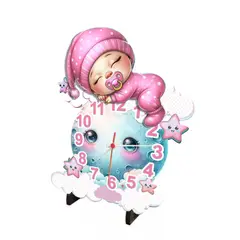 undefined - Reloj De Pared Kids-Lunagirl (36.4 Cm X 28.6 Cm) Color Rosado Y Azul