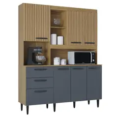 AKIVOY - Alacena Cocina Catarina 6 Puertas 200x160x45 Acanalada Gris