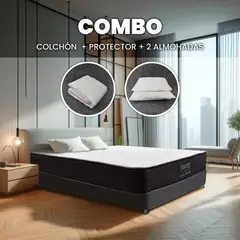 HOTEL DREAMS - Combo Colchón Energy Doble 140X190 Cm Medio Firme Ortopédico con Almohada Y Protector