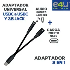 E4U - Cable Adaptador Universal 2 En 1 Puerto Usb C A Usb C Y Audio3.5