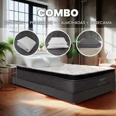HOTEL DREAMS - Combo Colchón Y Base Cama Elegance Pocket Kigh 200X200 Cm Medio Suave Ortopédico con Almohada Y Protector