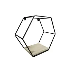 HOMESTYLE - Repisa Hexagono Metal 30x30x14cm Negro