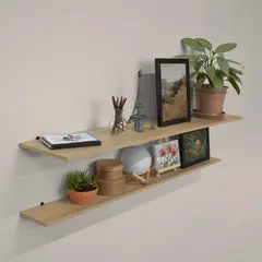 JUST HOME COLLECTION - Set de 2 Repisas para Tv 120x25cm + 120x14.5cm Madera Natural