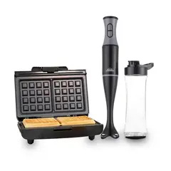 HOME ELEMENTS - Combo Batidora de Inmersión + Wafflera 2 Puestos