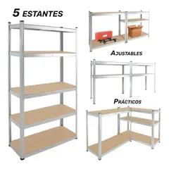 undefined - Estantería Metálica 5 Niveles con Repisas en Madera Color Gris