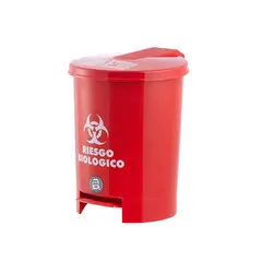 VANYPLAS - Caneca Plástica 12 Litros Rojo-Riesgo Biológico con Pedal