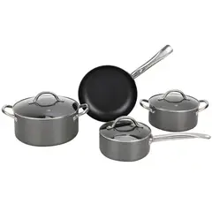 undefined - Batería de Cocina 7 Piezas Aluminio Anodizada Gris Mango Acero