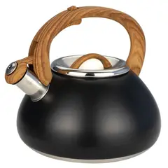 undefined - Tetera 3 Litros Acero Negro Mango Madera