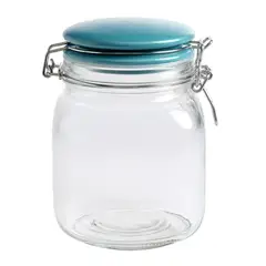 undefined - Frasco Vidrio 1 Litro con Tapa Cerámica Azul