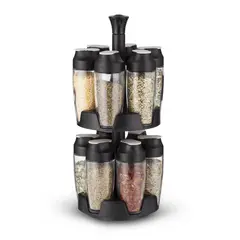 JUST HOME COLLECTION - Set de 12 Especieros en Vidrio Base Negra 90ml Negro