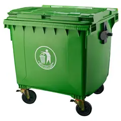 KLEINE WOLKE - Contenedor Con Ruedas Plástica 1100 Litros Verde Con Tapa
