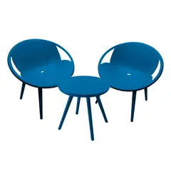 JUST HOME COLLECTION - Juego De Balcón / Bistro / Patio Exterior 3 Piezas Plástico / Poliprópileno Maceio Azul