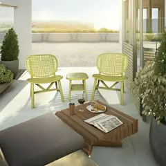 JUST HOME COLLECTION - Juego De Balcón / Bistro / Patio Exterior 3 Piezas Plástico / Poliprópileno Brujas Amarillo
