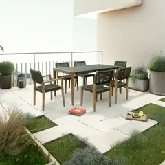 undefined - Juego Comedor Exterior 6 Puestos Madera Teca Cassis