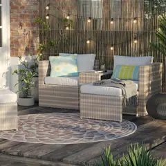 undefined - Juego De Terraza Sala Exterior Ratán Sintético 5 Piezas Pipa