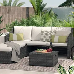 undefined - Juego De Terraza Sala Exterior Ratán Sintético 4 Piezas Lucky