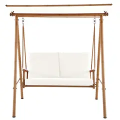undefined - Sillón Columpio 2 Personas Bambú Look Blanco