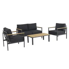 JUST HOME COLLECTION - Juego De Terraza Sala Exterior Aluminio/Madera Acacia 4 Piezas Toscana