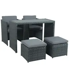 JUST HOME COLLECTION - Juego De Balcón / Bistró / Patio Exterior 3 Piezas Ratán Sintético Zanzibar Gris