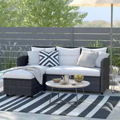 undefined - Juego De Terraza Sala Exterior Esquinero Ratán Sintético 2 Piezas Houston