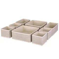 JUST HOME COLLECTION - Set de 8 Organizadores de Cajón Tela 28x11x28 cm Beige