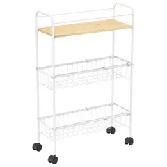 JUST HOME COLLECTION - Carro de Cocina con Ruedas de 3 Niveles 50,4x80x20,4 cm Blanco