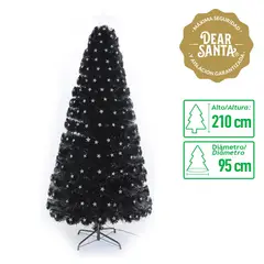 undefined - Árbol de Navidad Fibra Óptica 210 cm Negro con Estrella Cálida