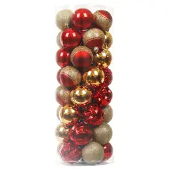 DEAR SANTA - Bolas de Navidad x40 Unidades 6 cm Dorado-Rojo-Champagne