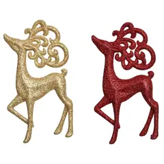 DEAR SANTA - Set Adorno para Árbol Navideño 4 Renos Rojo/Dorado 14 cm