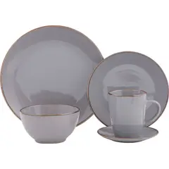 JUST HOME COLLECTION - Juego Vajilla 6 Puestos 30 Piezas Gris