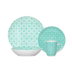 JUST HOME COLLECTION - Juego Vajilla 16 Piezas Menta