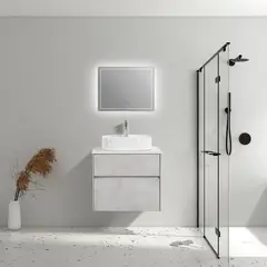 SENSI DACQUA - Mueble De Baño Con Lavamanos 59.4x52.50cm Gris Cementicio 2 Cajones