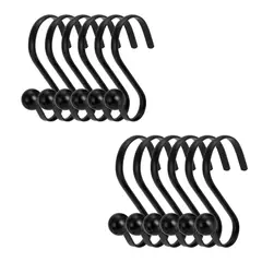 undefined - Set de 12 Gancho Cortina Baño Negro
