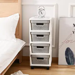 JUST HOME COLLECTION - Cajonera Plástica 4 Niveles con Ruedas 31x66x38 cm Gris/Plata