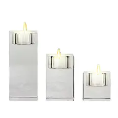 JUST HOME COLLECTION - Set 3 Portavelas Cubo Vidrio