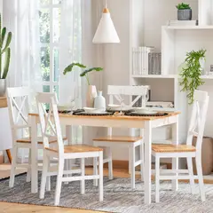 undefined - Juego de Comedor Madera Natural y Blanco 4 puestos