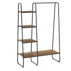 JUST HOME COLLECTION - Perchero para Ropa Punta con 4 Entrepaños 100x150x41 cm Negro/Café