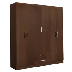 CASA BONITA - Closet Atenas 6 Puertas 2 Cajones 162x183x47 cm Café Oscuro