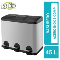 KLEINE WOLKE - Caneca Acero Inoxidable 3 Compartimiento 45 Litros Plateado con Pedal