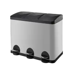 KLEINE WOLKE - Caneca Acero Inoxidable 3 Compartimiento 45 Litros Plateado Con Pedal