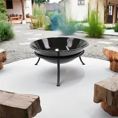 JUST HOME COLLECTION - Brasero Circular Acero con Soporte Diámetro 64cm