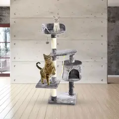 PETIZOOS - Gimnasio Para Gatos Arbol 40x40x112cm Pequeño Gris