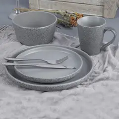 JUST HOME COLLECTION - Vajilla Marmol Gris 4 Puestos 16 Piezas