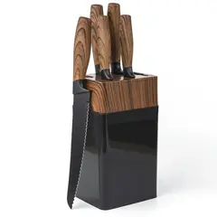 JUST HOME COLLECTION - Set X6 Piezas Cuchillos + Taco Madera