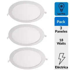DAIRU - Panel Led Empotrado Redondo 1350 Lúmenes 18w Luz Fría Certificado