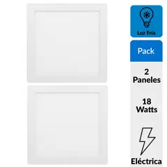 DAIRU - Set de 2 Panel LED Sobreponer Cuadrado 18w Luz Fría Certificado