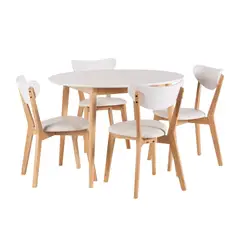 JUST HOME COLLECTION - Juego de Comedor Lucca 105x105x75 cm Natural-Blanco